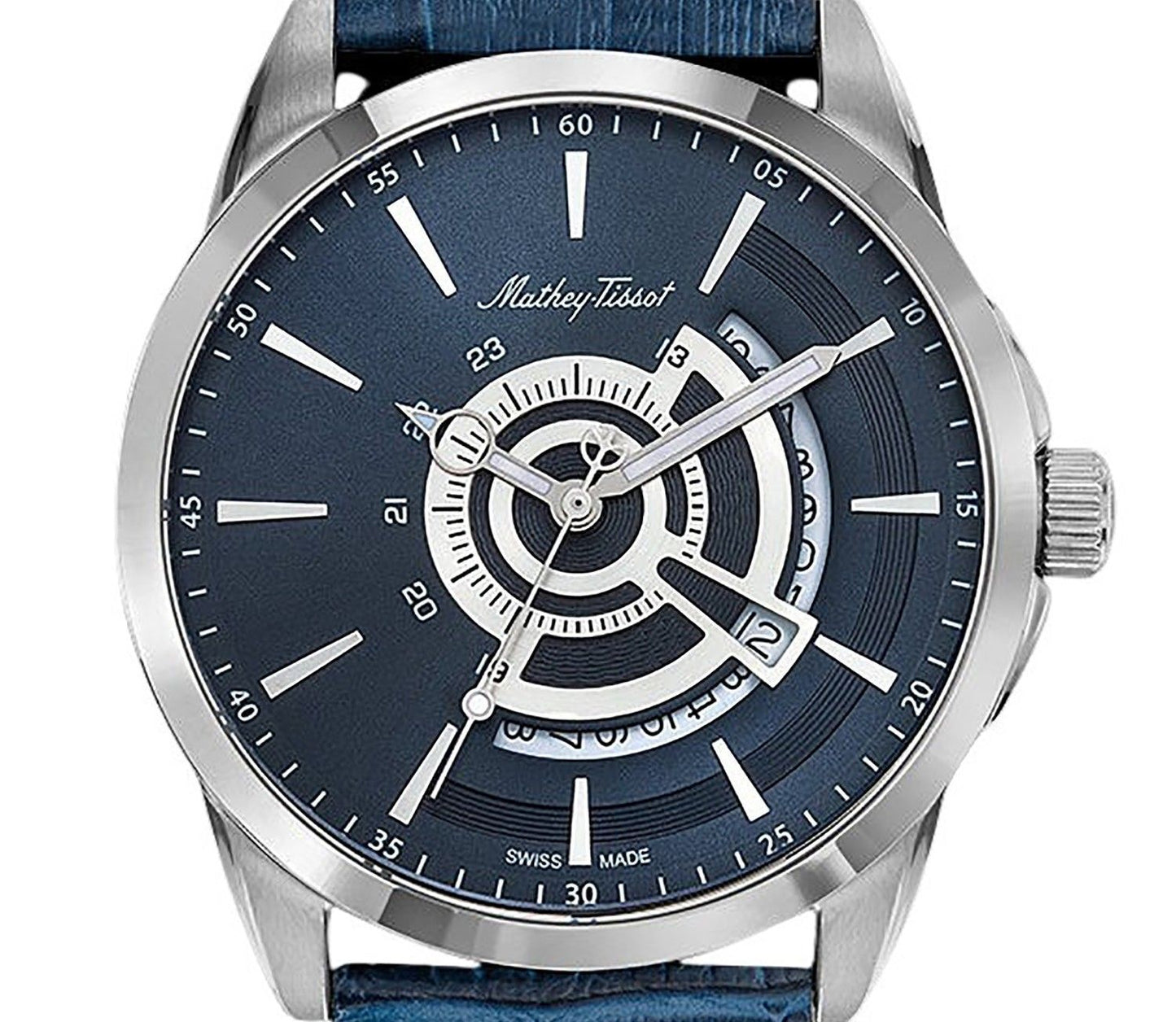 Mathey-Tissot Mondo Lederarmband Blaues Zifferblatt Quarz H711ABU Herrenuhr