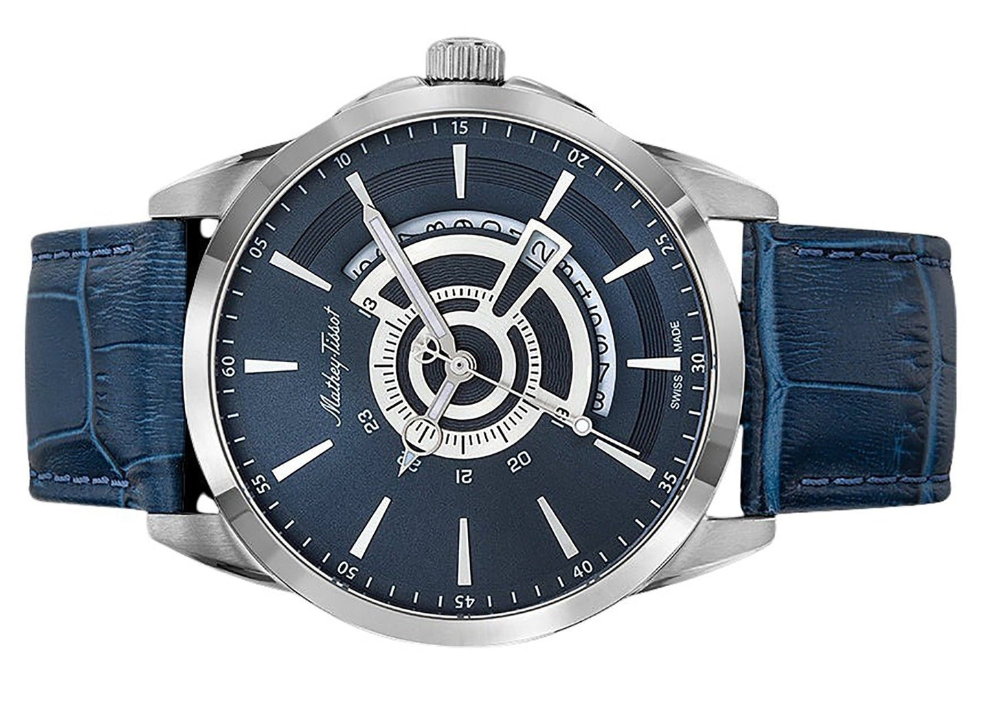 Mathey-Tissot Mondo Lederarmband Blaues Zifferblatt Quarz H711ABU Herrenuhr