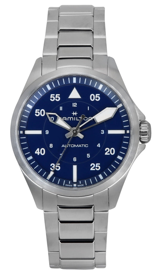 Hamilton Khaki Aviation Pilot Edelstahl Blaues Zifferblatt Automatik H76305140 100M Herrenuhr