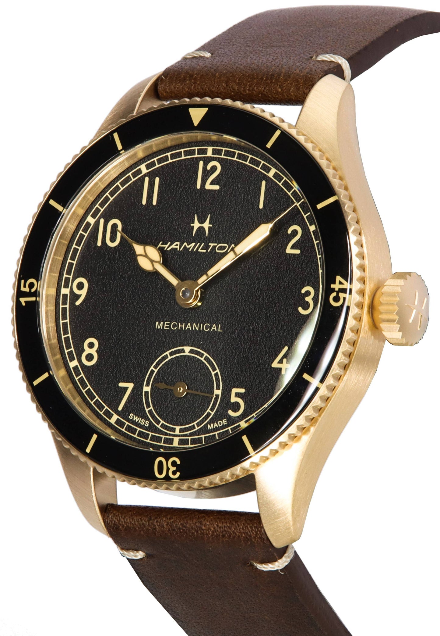 Hamilton Khaki Aviation Pilot Pioneer Bronze Schwarzes Zifferblatt Mechanisch H76709530 100M Herrenuhr