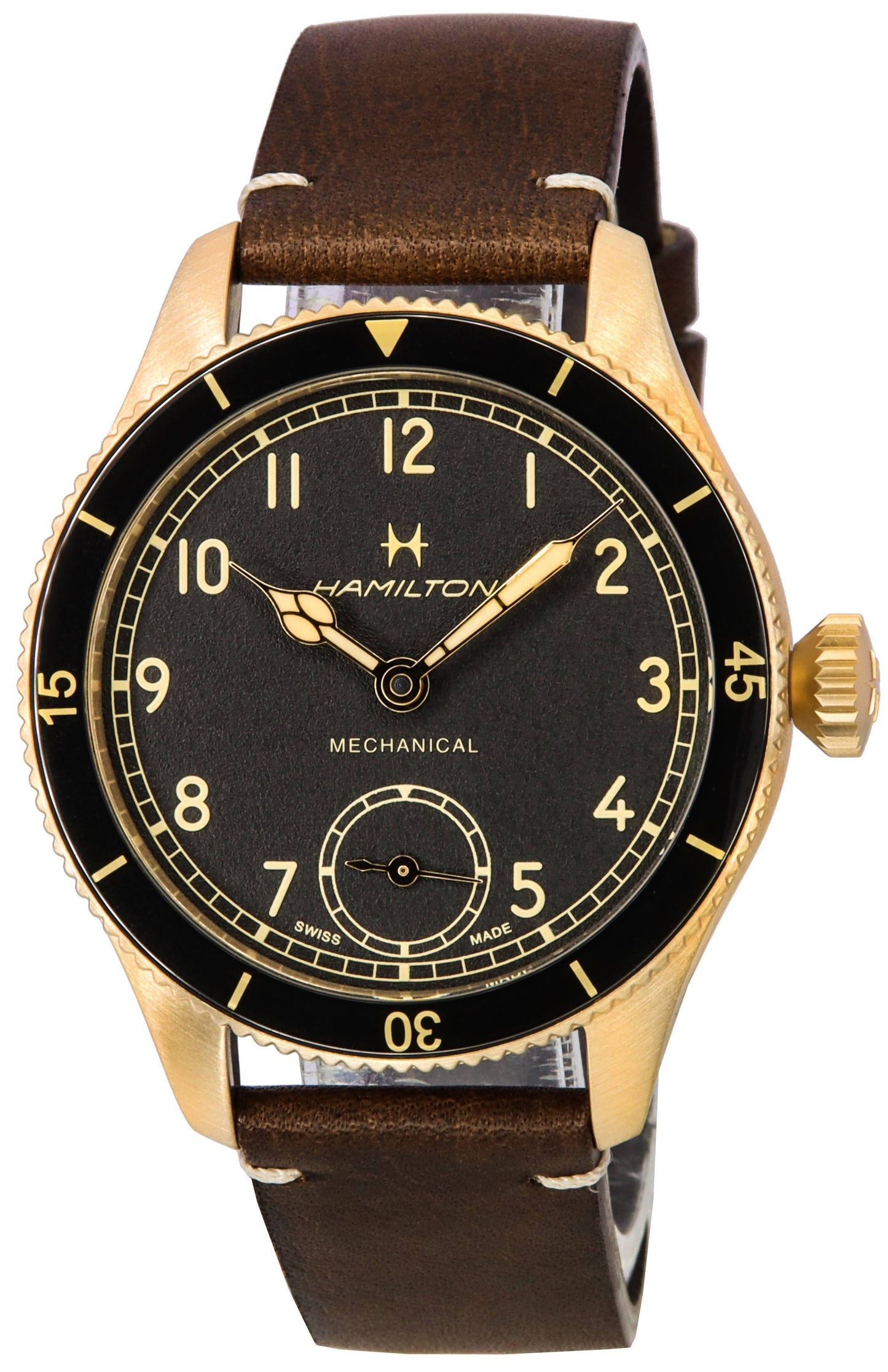 Hamilton Khaki Aviation Pilot Pioneer Bronze Schwarzes Zifferblatt Mechanisch H76709530 100M Herrenuhr