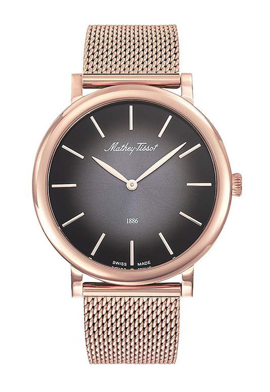 Mathey-Tissot Monsoon Rose Goldfarben Edelstahl Schwarzes Zifferblatt Quarz H7916PN Herrenuhr