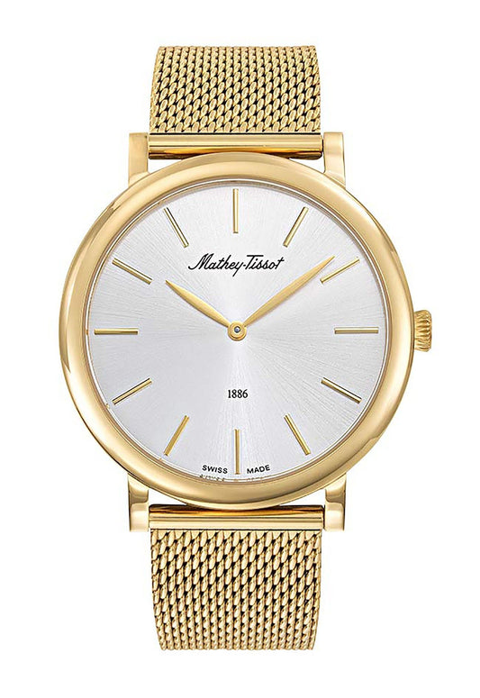 Mathey-Tissot Monsoon Goldfarben Edelstahl Silberfarbenes Zifferblatt Quarz H7916PYS Herrenuhr