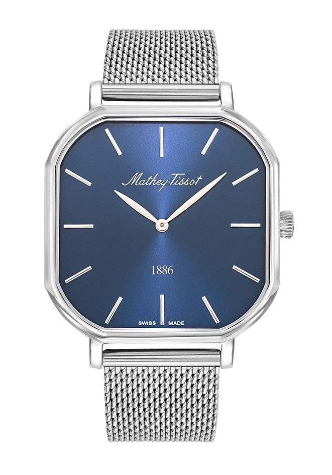 Mathey-Tissot Monsoon Square Edelstahl Blaues Zifferblatt Quarz H7917ABU Herrenuhr