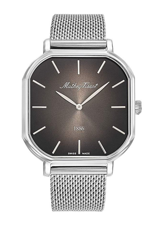 Mathey-Tissot Monsoon Square Edelstahl Schwarzes Zifferblatt Quarz H7917AN Herrenuhr