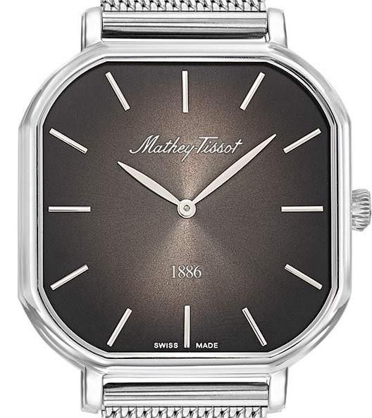 Mathey-Tissot Monsoon Square Edelstahl Schwarzes Zifferblatt Quarz H7917AN Herrenuhr