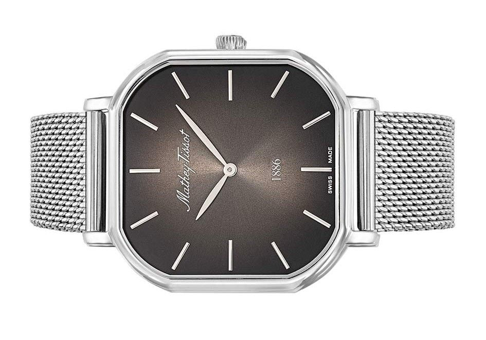 Mathey-Tissot Monsoon Square Edelstahl Schwarzes Zifferblatt Quarz H7917AN Herrenuhr
