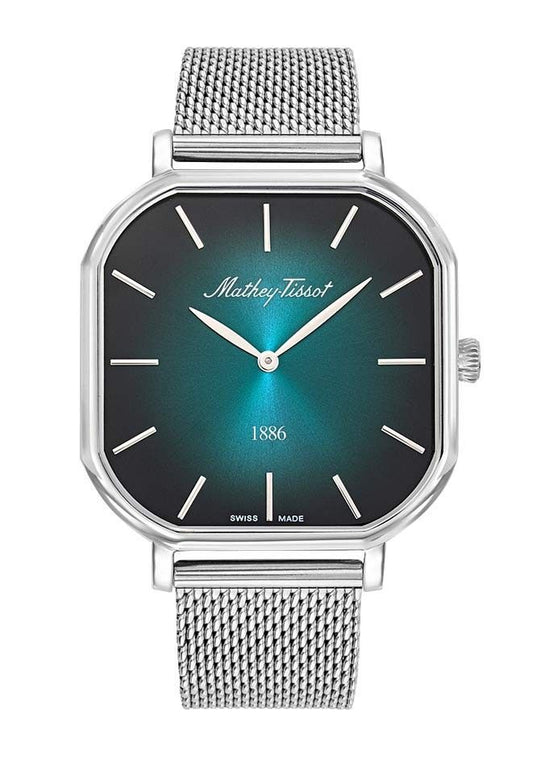 Mathey-Tissot Monsoon Square Edelstahl Gr?nes Zifferblatt Quarz H7917AV Herrenuhr