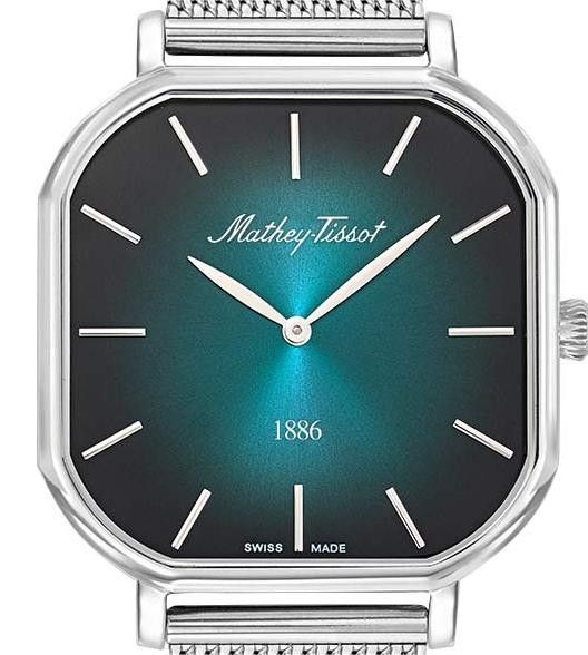 Mathey-Tissot Monsoon Square Edelstahl Gr?nes Zifferblatt Quarz H7917AV Herrenuhr