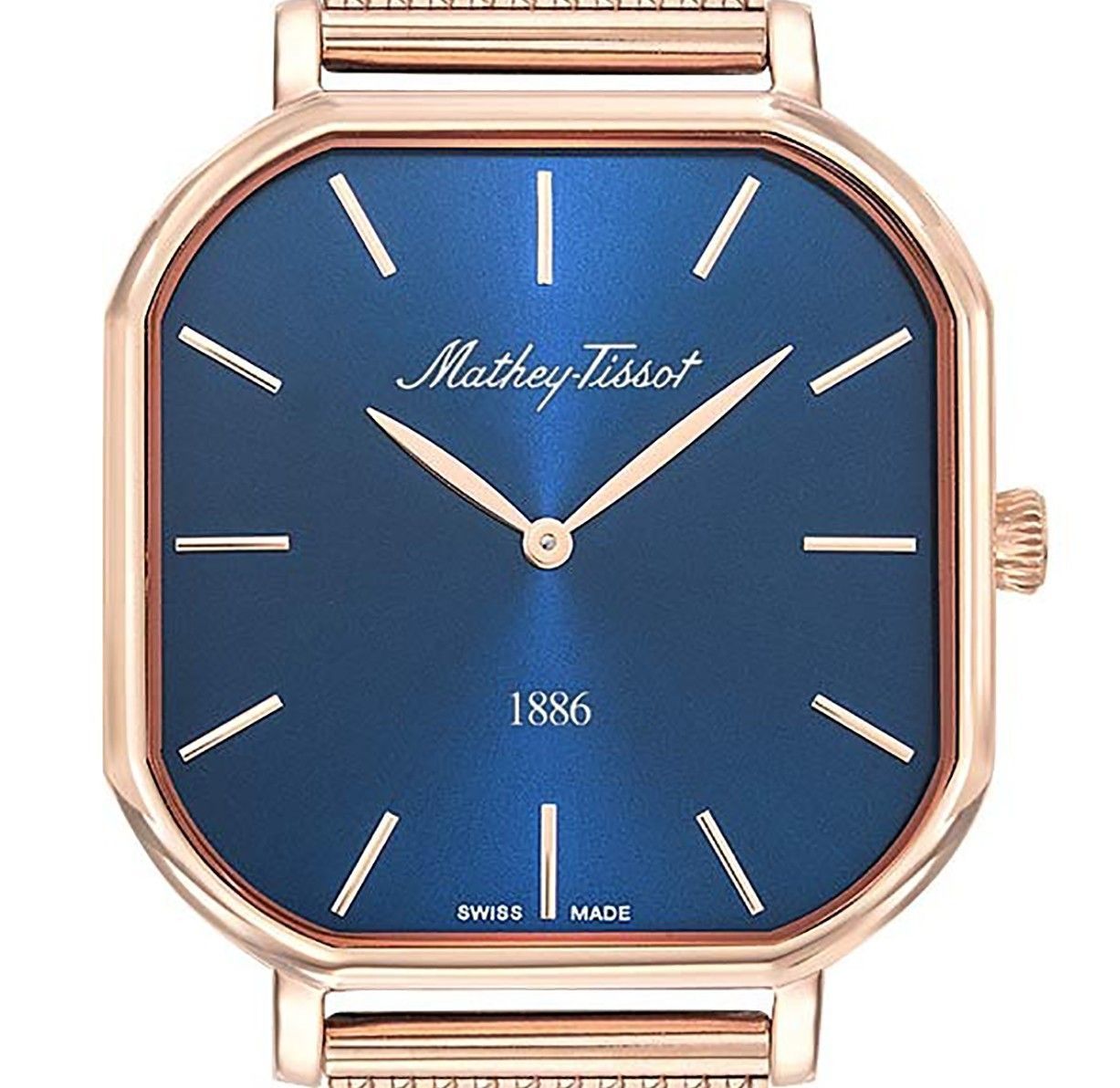 Mathey-Tissot Monsoon Square Rose Goldfarben Edelstahl Blaues Zifferblatt Quarz H7917PBU Herrenuhr