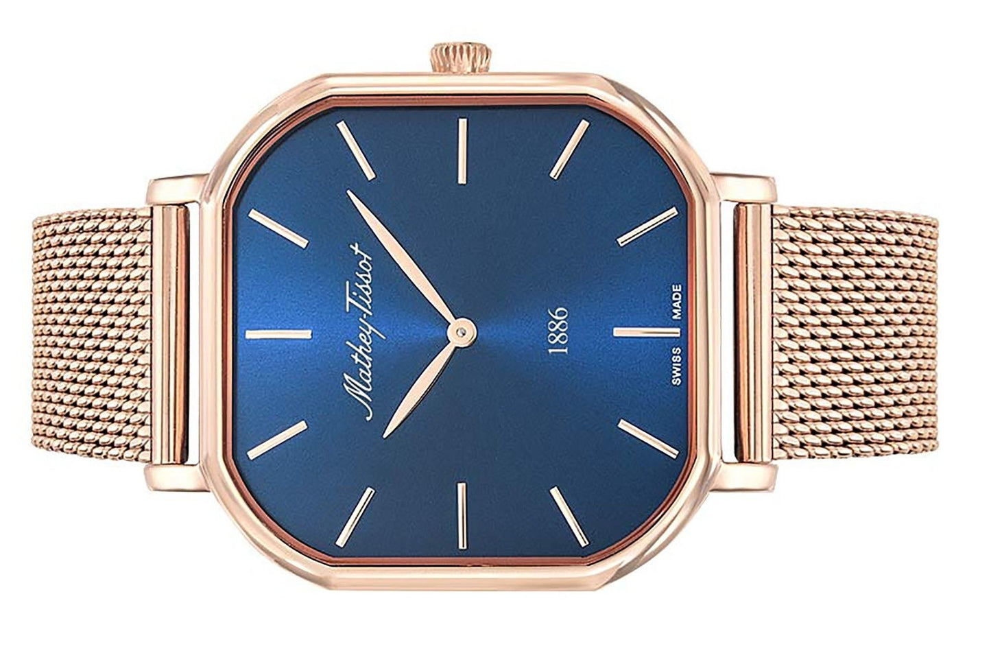 Mathey-Tissot Monsoon Square Rose Goldfarben Edelstahl Blaues Zifferblatt Quarz H7917PBU Herrenuhr