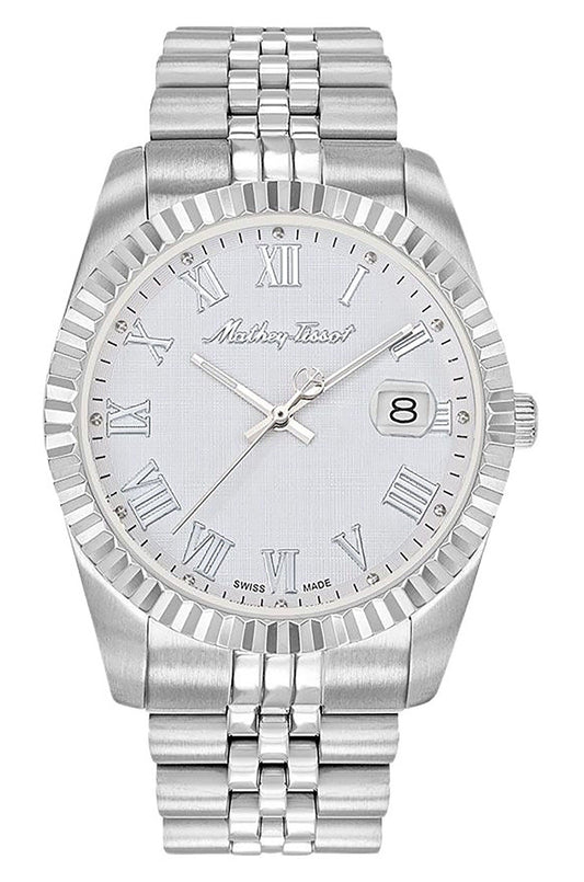 Mathey-Tissot Mathy III Roman Edelstahl White Dial Quarz H810ABR Herrenuhr