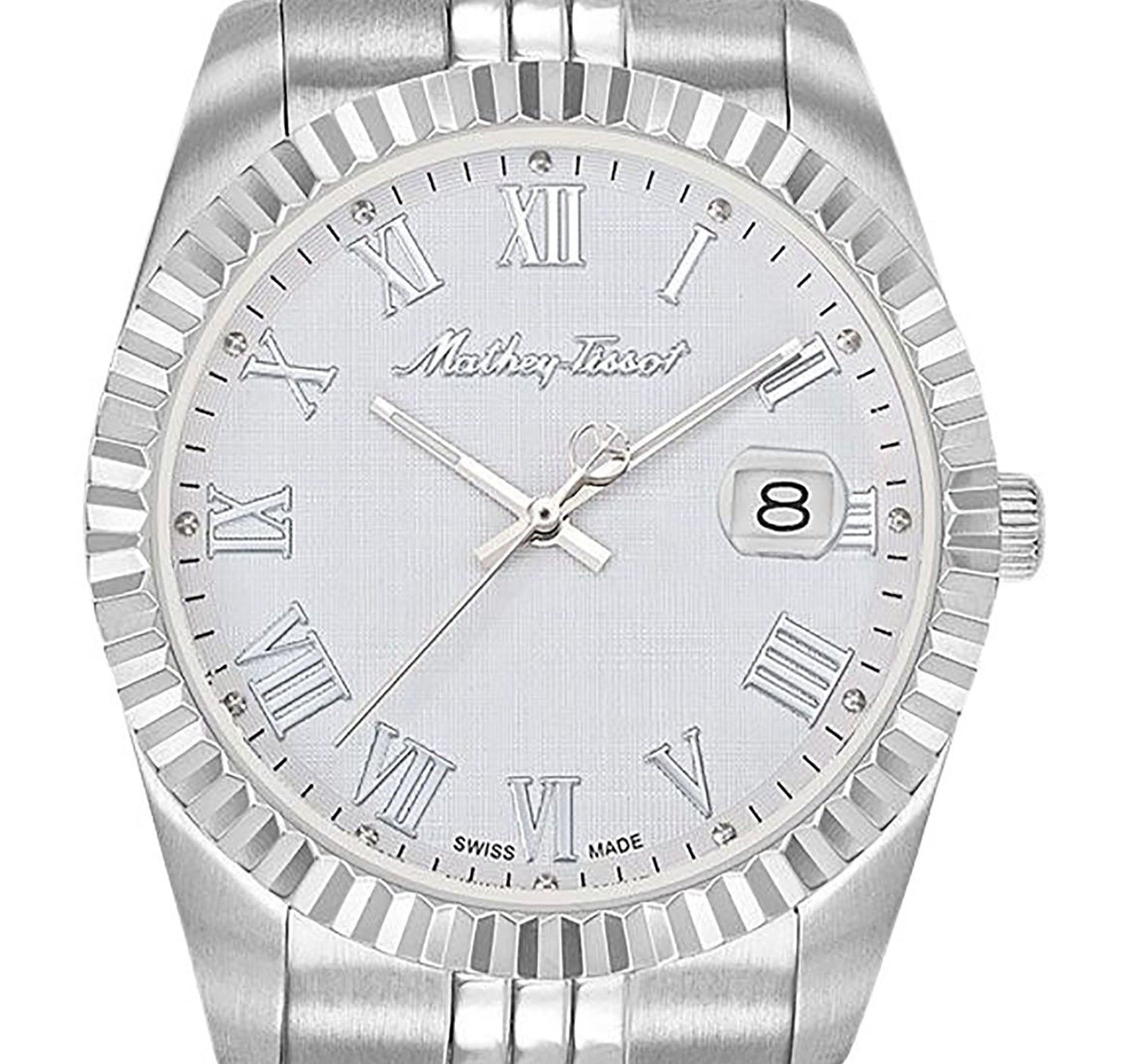 Mathey-Tissot Mathy III Roman Edelstahl White Dial Quarz H810ABR Herrenuhr