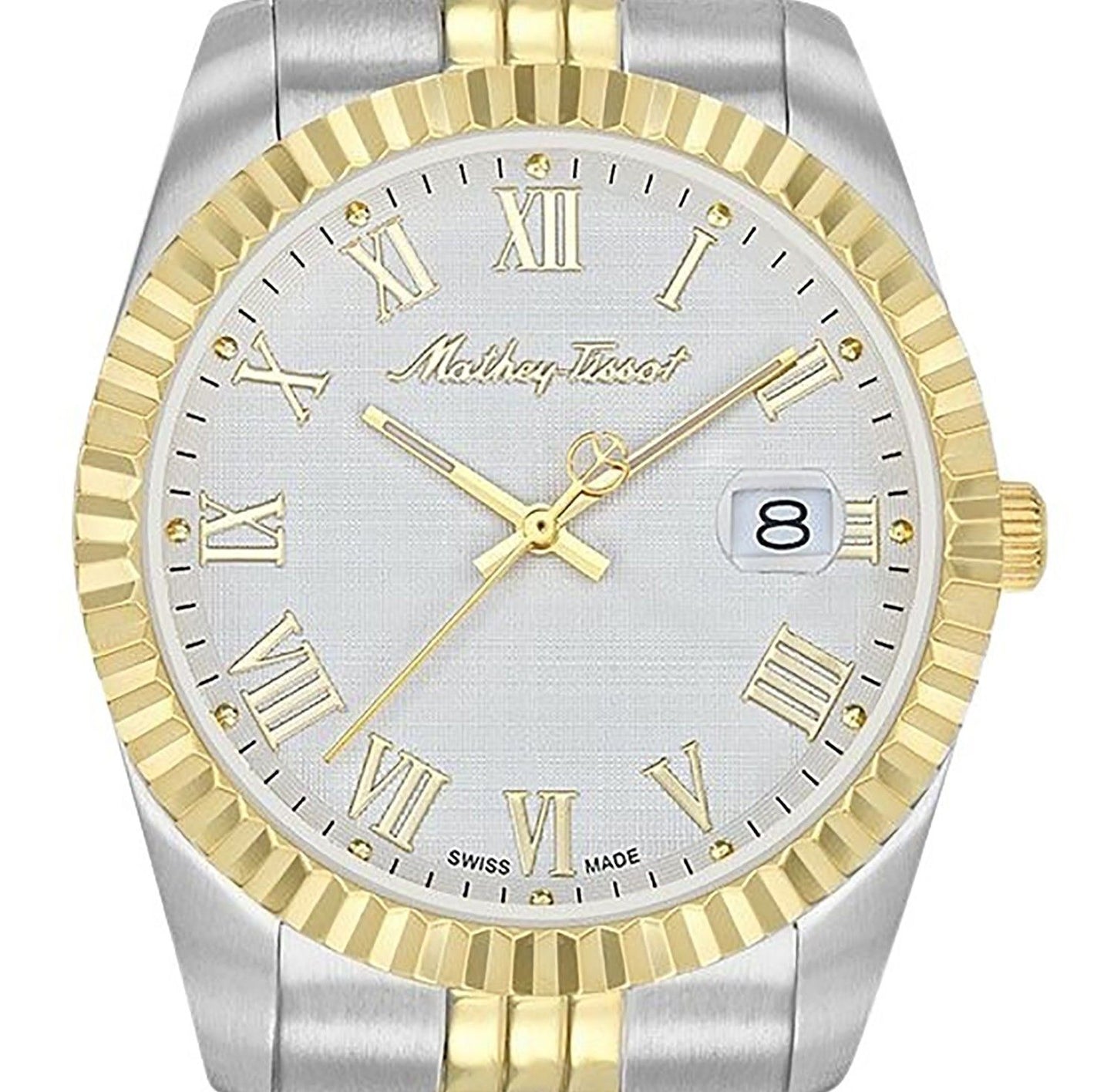 Mathey-Tissot Mathy III Roman Two-Tone Edelstahl White Dial Quarz H810BBR Herrenuhr