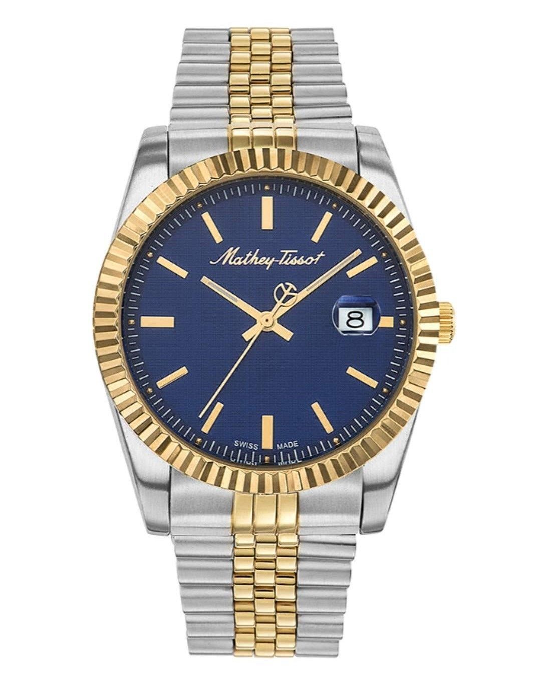 Mathey-Tissot Mathy III Two Tone Edelstahl Blaues Zifferblatt Quarz H810BBU Herrenuhr