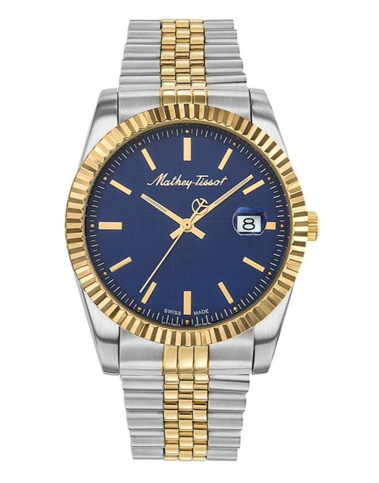 Mathey-Tissot Mathy III Two Tone Edelstahl Blaues Zifferblatt Quarz H810BBU Herrenuhr