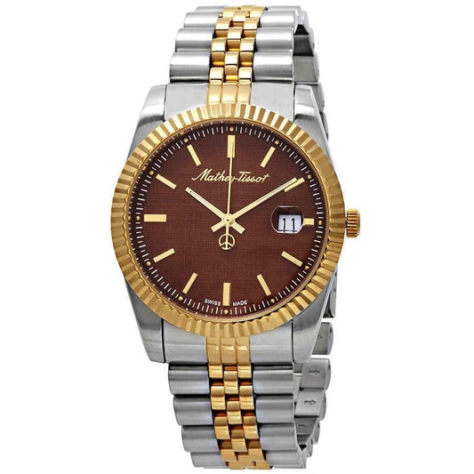 Mathey-Tissot Rolly III Two Tone Edelstahl Braunes Zifferblatt Quarz H810BM Herrenuhr