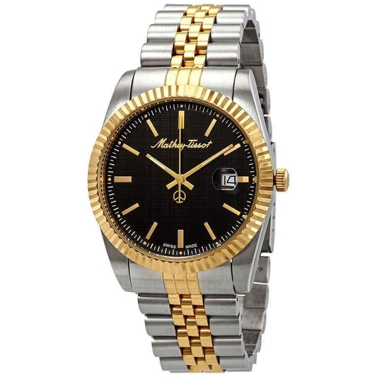 Mathey-Tissot Mathy III Two Tone Edelstahl Schwarzes Zifferblatt Quarz H810BN Herrenuhr