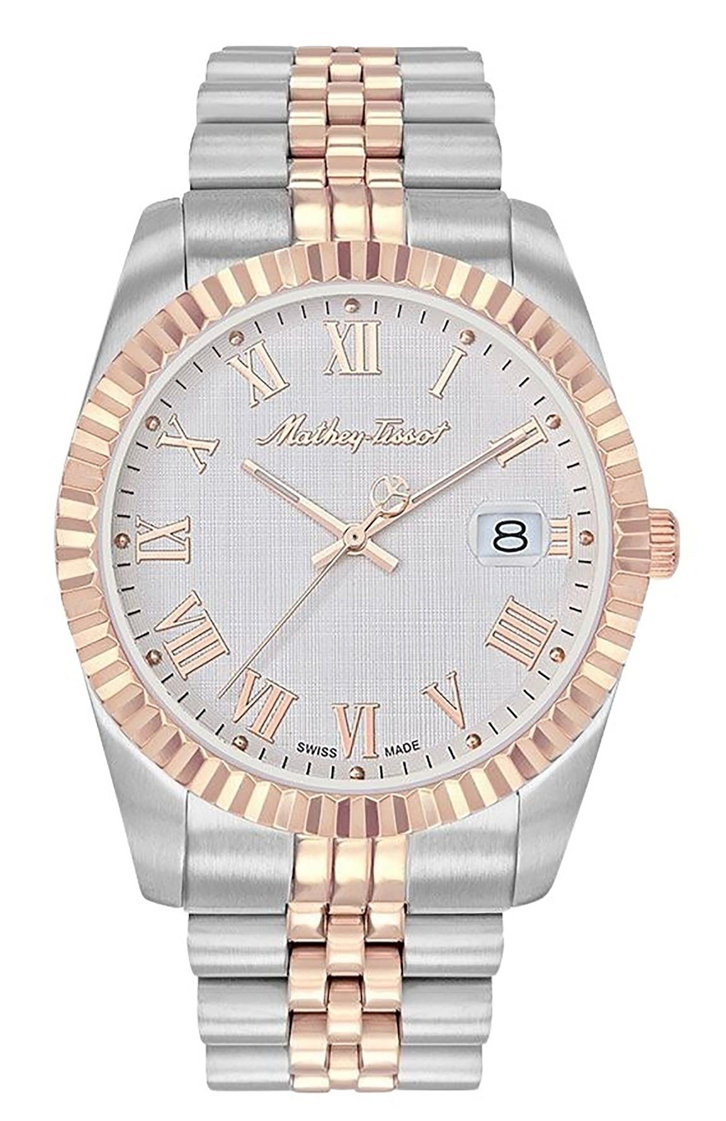 Mathey-Tissot Mathy III Roman Two-Tone Edelstahl White Dial Quarz H810BRA Herrenuhr
