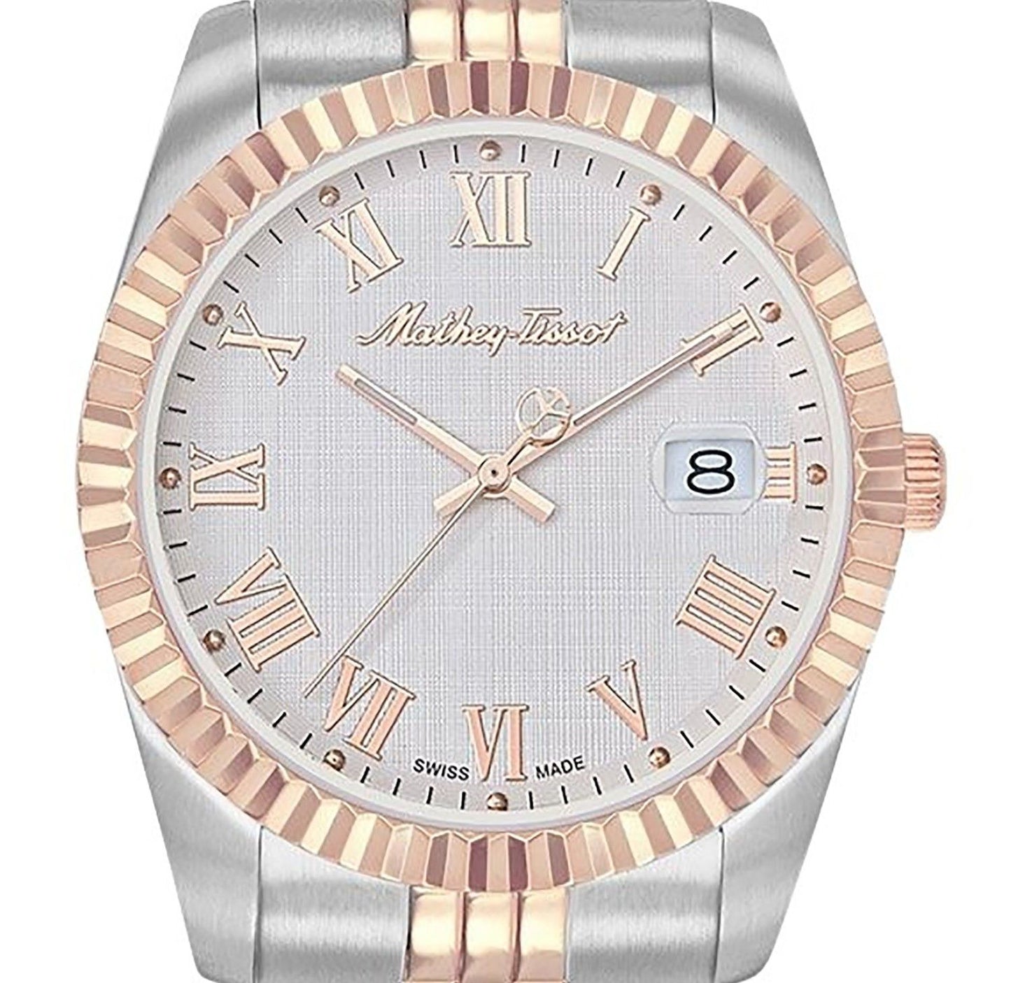 Mathey-Tissot Mathy III Roman Two-Tone Edelstahl White Dial Quarz H810BRA Herrenuhr