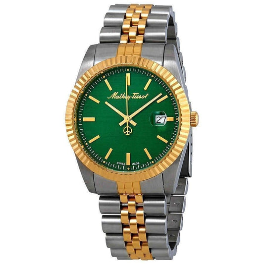 Mathey-Tissot Mathy III Two Tone Edelstahl Gr?nes Zifferblatt Quarz H810BV Herrenuhr