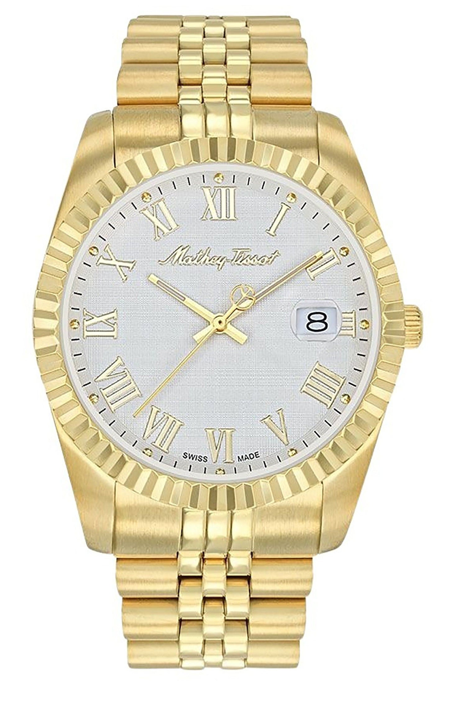 Mathey-Tissot Mathy III Roman Goldfarben Edelstahl White Dial Quarz H810PBRI Herrenuhr