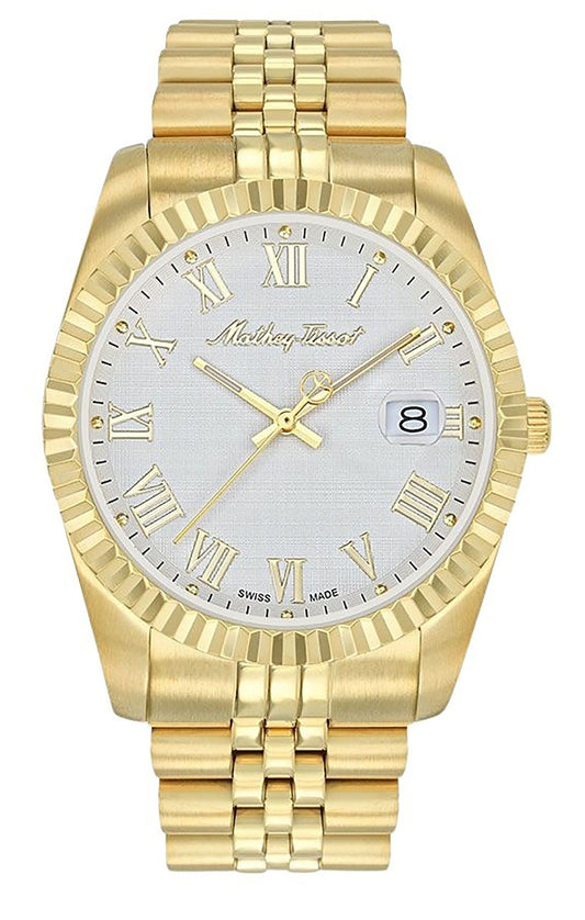 Mathey-Tissot Mathy III Roman Goldfarben Edelstahl White Dial Quarz H810PBRI Herrenuhr