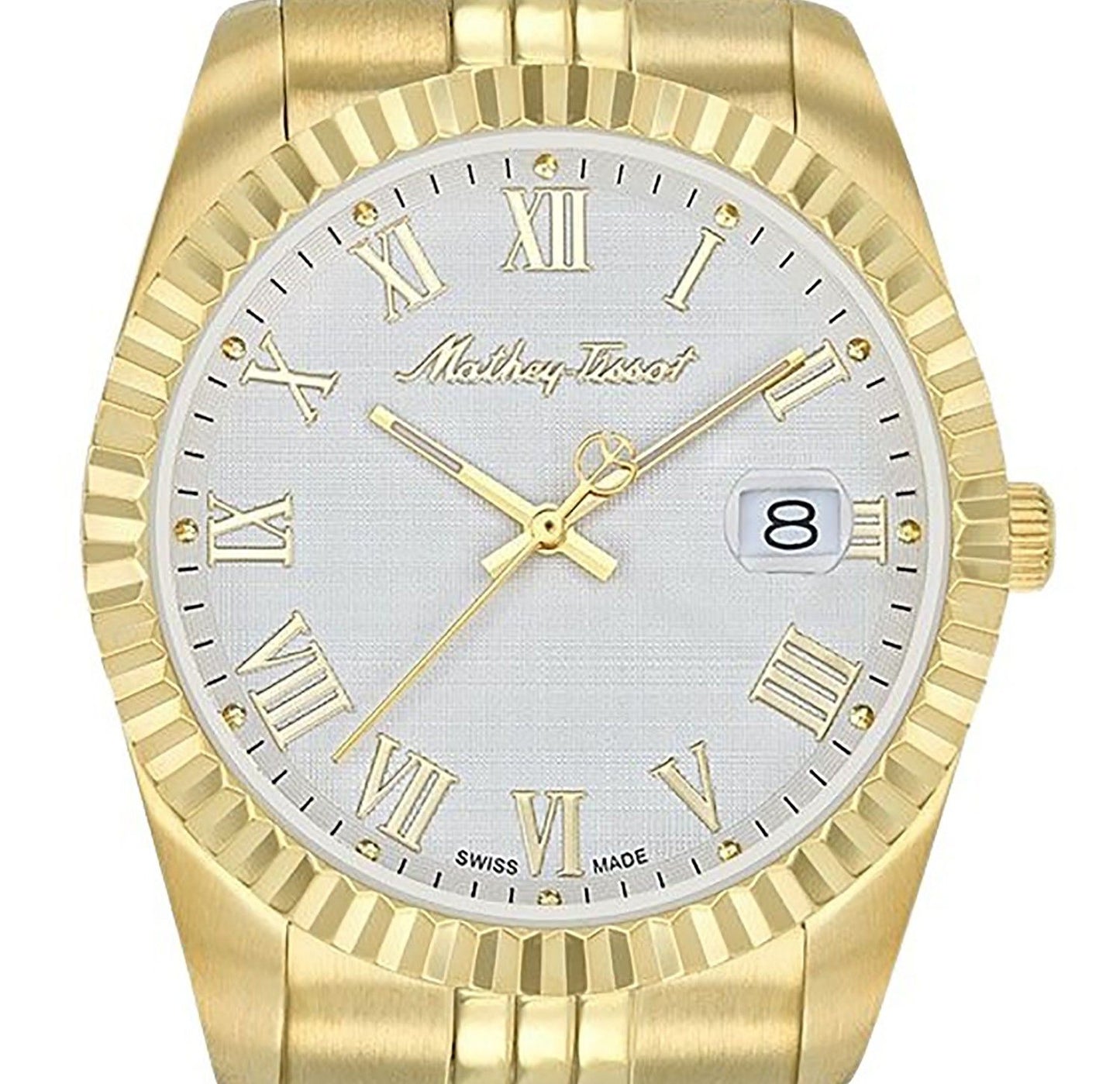 Mathey-Tissot Mathy III Roman Goldfarben Edelstahl White Dial Quarz H810PBRI Herrenuhr