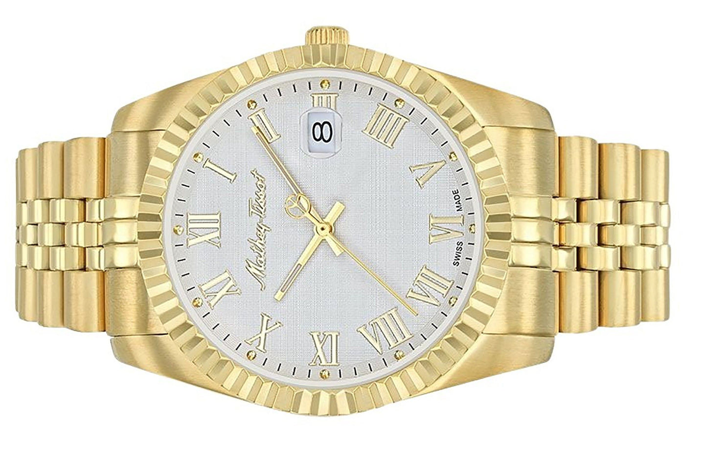 Mathey-Tissot Mathy III Roman Goldfarben Edelstahl White Dial Quarz H810PBRI Herrenuhr