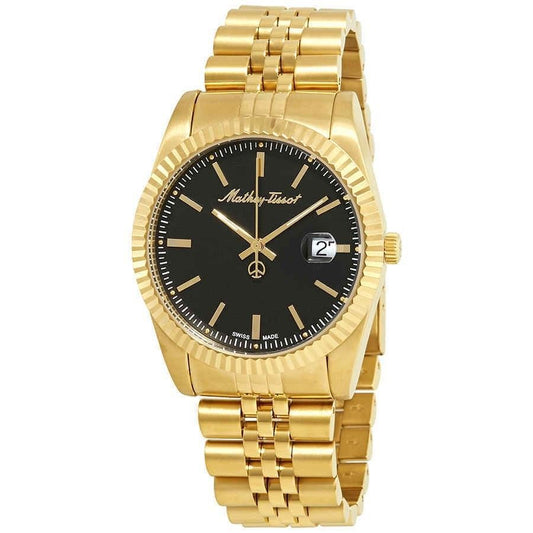 Mathey-Tissot Mathy III Goldfarben Edelstahl Schwarzes Zifferblatt Quarz H810PN Herrenuhr