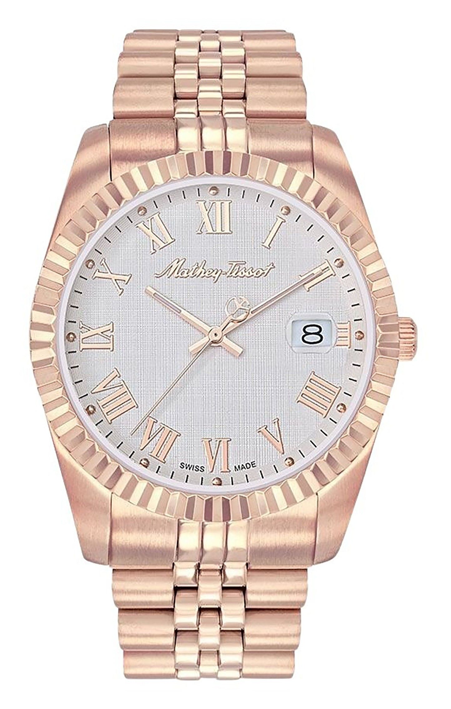Mathey-Tissot Mathy III Roman Rose Goldfarben Edelstahl White Dial Quarz H810PRA Herrenuhr