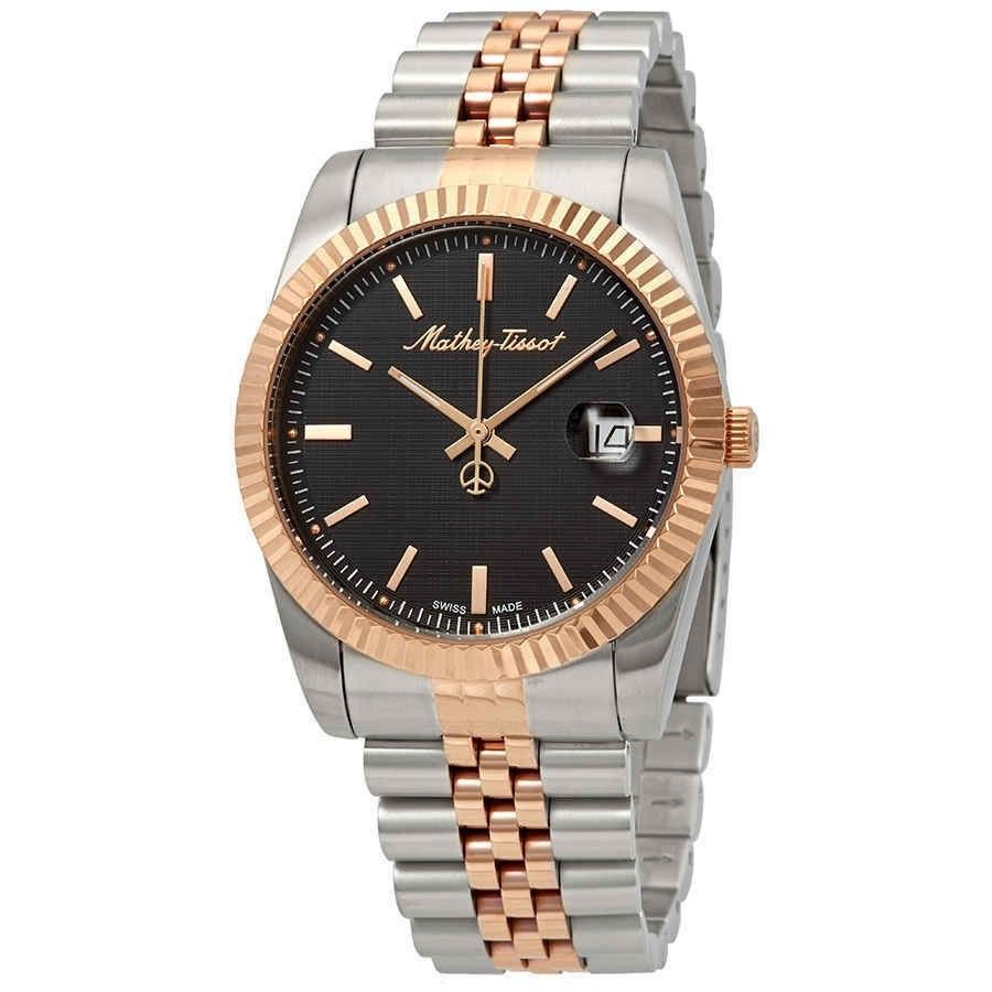 Mathey-Tissot Mathy III Two Tone Edelstahl Schwarzes Zifferblatt Quarz H810RN Herrenuhr