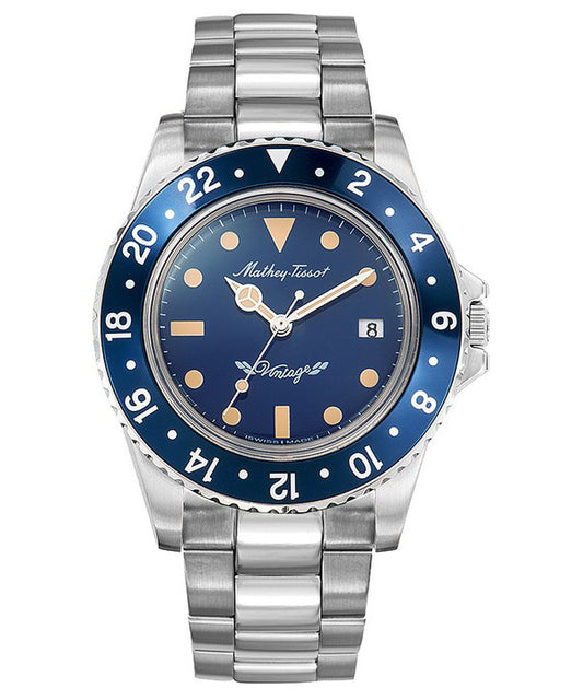 Mathey-Tissot Vintage Edelstahl Blaues Zifferblatt Quarz H900ABU Herrenuhr