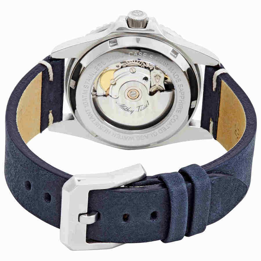 Mathey-Tissot Mathy Vintage Automatik Lederarmband Blaues Zifferblatt H900ATLBU 100M Herrenuhr