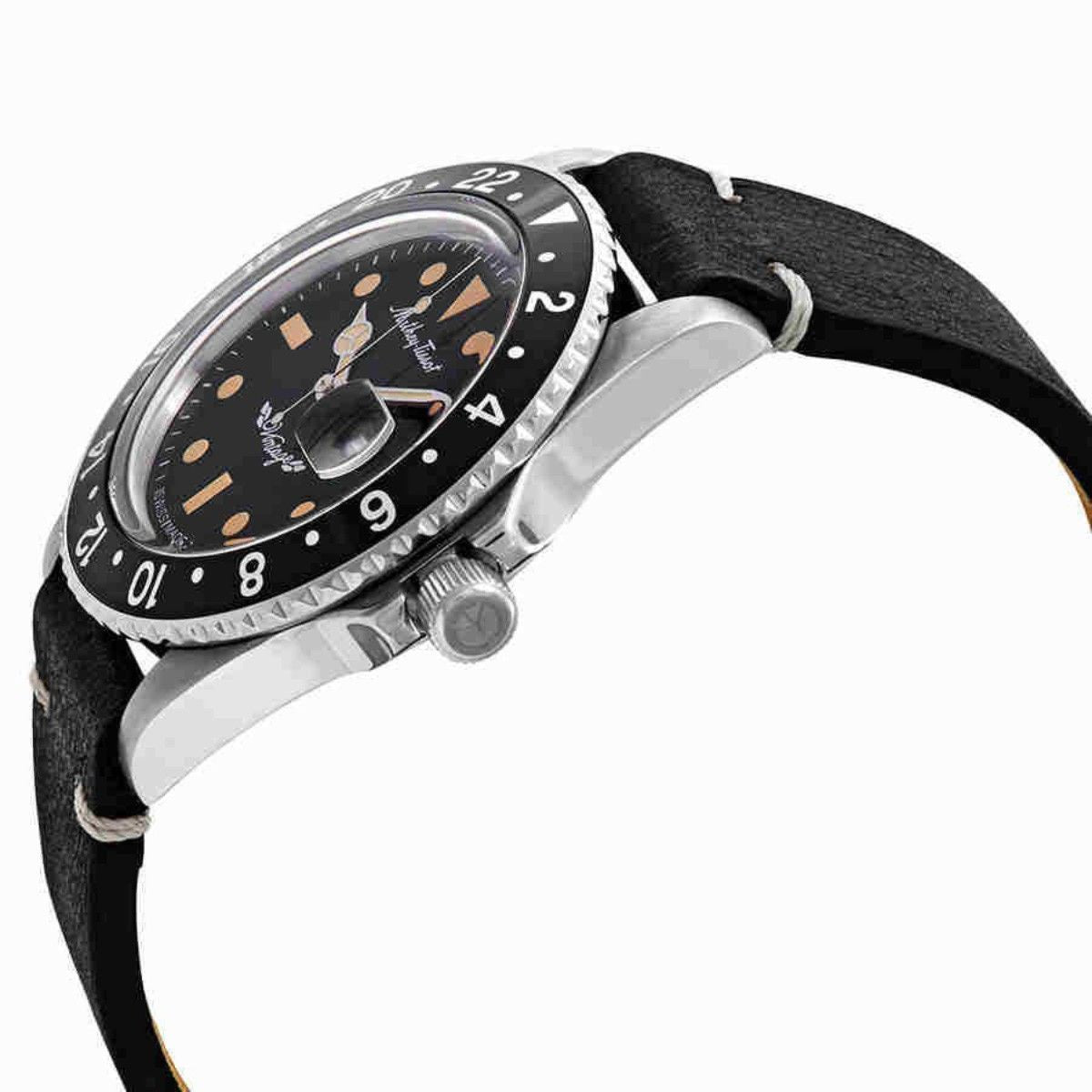 Mathey-Tissot Mathy Vintage Automatik Lederarmband Schwarzes Zifferblatt H900ATLN 100M Herrenuhr