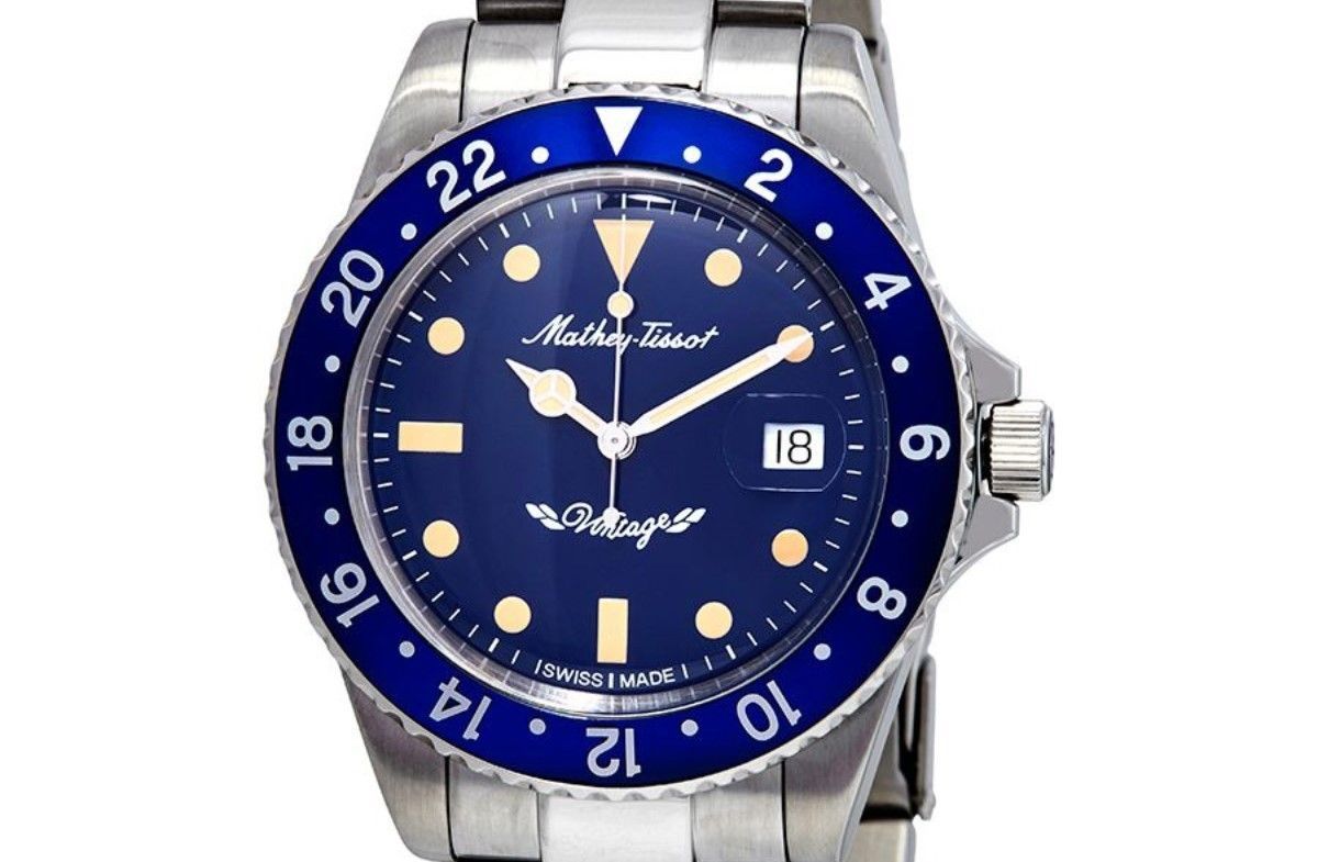 Mathey-Tissot Mathy Vintage Automatik Edelstahl Blaues Zifferblatt H901ATBU 100M Herrenuhr