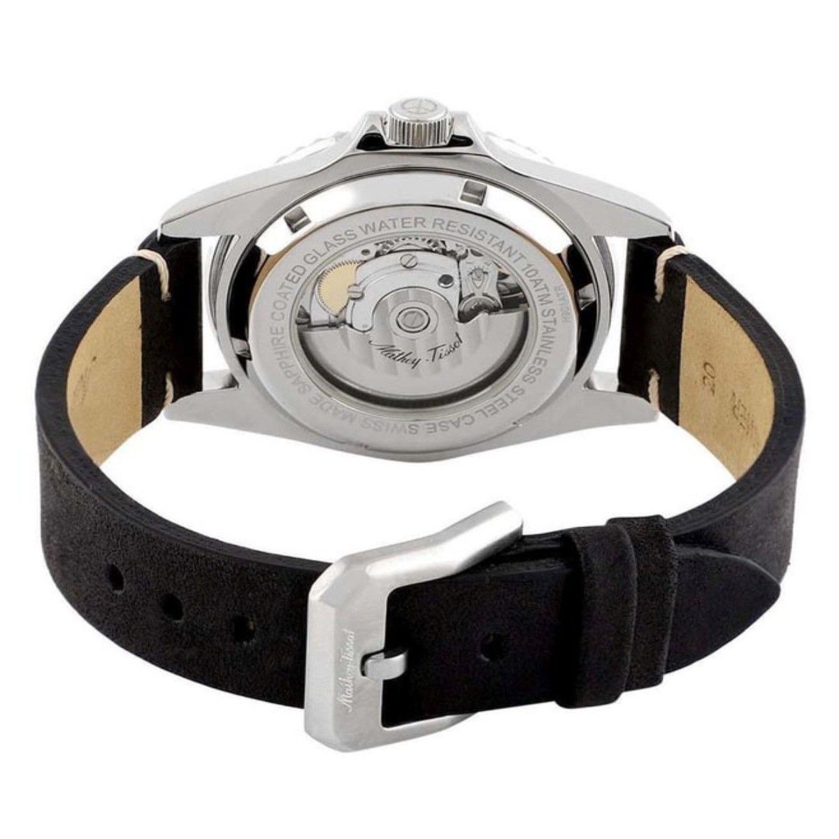 Mathey-Tissot Mathy Vintage Genuine Lederarmband Schwarzes Zifferblatt Automatik H901ATLN 100M Herrenuhr