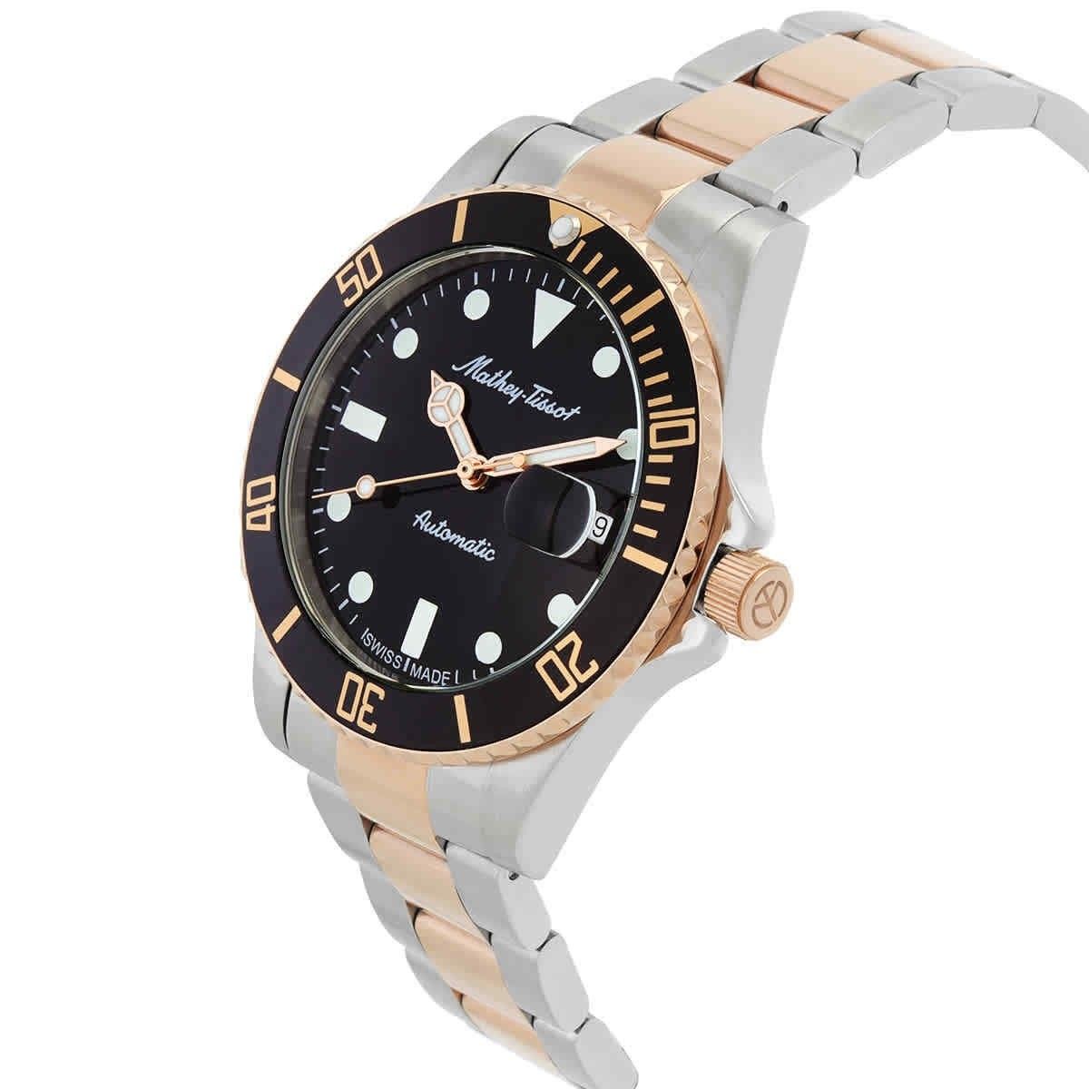 Mathey-Tissot Mathy Vintage Two Tone Edelstahl Schwarzes Zifferblatt Automatik H901ATRN 100M Herrenuhr