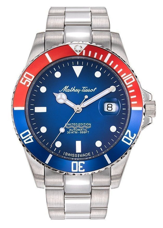 Mathey-Tissot Mathy Vintage Jumbo Limited Edition Edelstahl Blaues Zifferblatt Automatik H907ATNB Herrenuhr