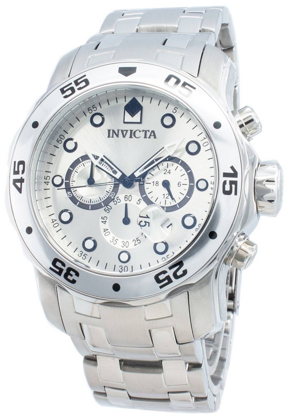 Invicta Pro-Diver Quarz Chronograph Silberfarbenes Zifferblatt 0071 Herrenuhr