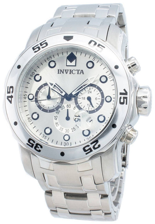 Invicta Pro-Diver Quarz Chronograph Silberfarbenes Zifferblatt 0071 Herrenuhr