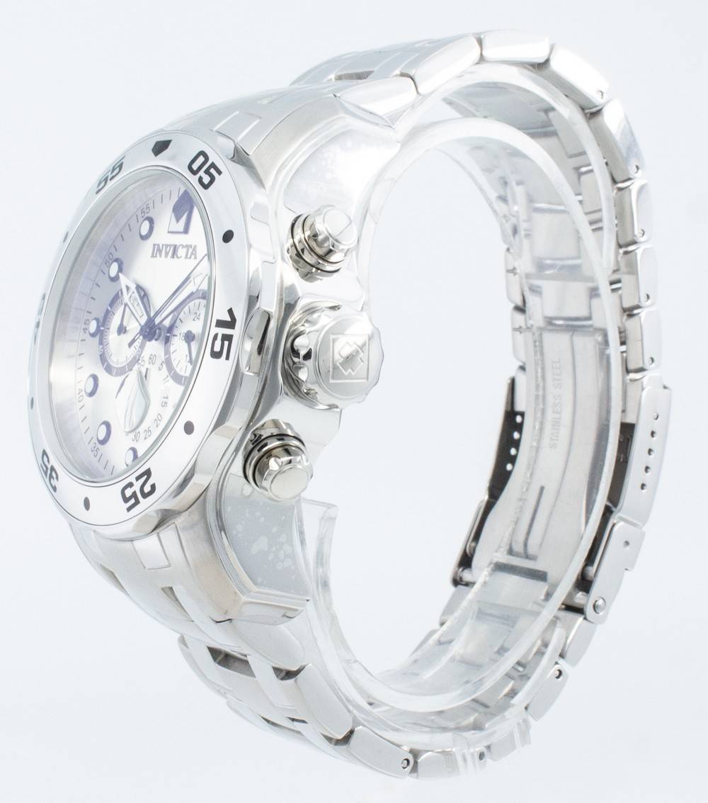 Invicta Pro-Diver Quarz Chronograph Silberfarbenes Zifferblatt 0071 Herrenuhr