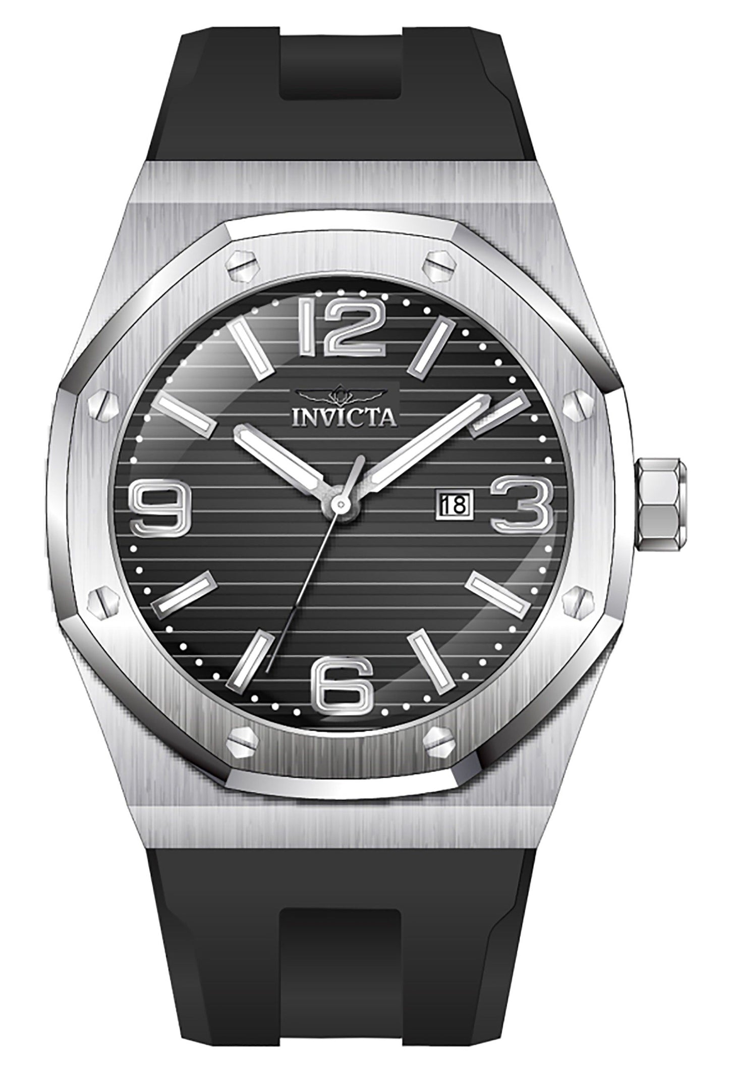 Invicta Huracan Silicone Strap Schwarzes Zifferblatt Quarz 45772 100M Herrenuhr