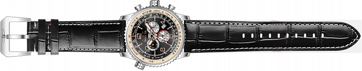 Invicta Ocean Voyage Chronograph Lederarmband Schwarzes Zifferblatt Quarz Taucher 47255 200M Herrenuhr