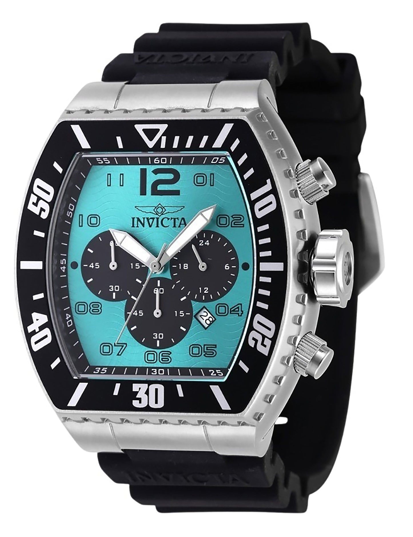 Invicta Pro Diver Chronograph Silicone Strap Turquoise Dial Quarz 47285 100M Herrenuhr