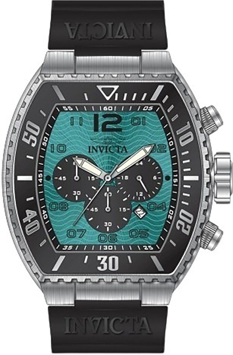 Invicta Pro Diver Chronograph Silicone Strap Turquoise Dial Quarz 47285 100M Herrenuhr