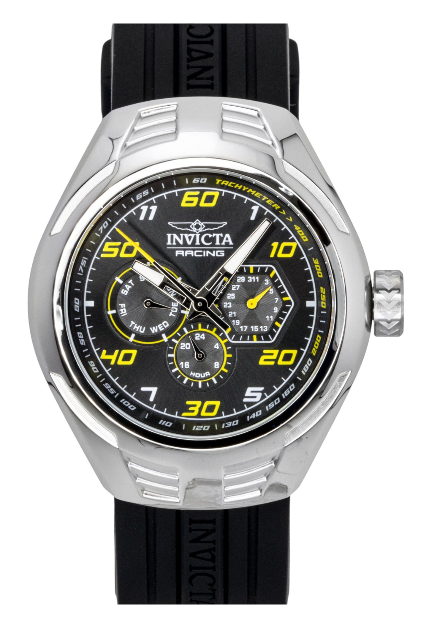 Invicta Racing Silicone Strap Schwarzes Zifferblatt Quarz 47724 Herrenuhr