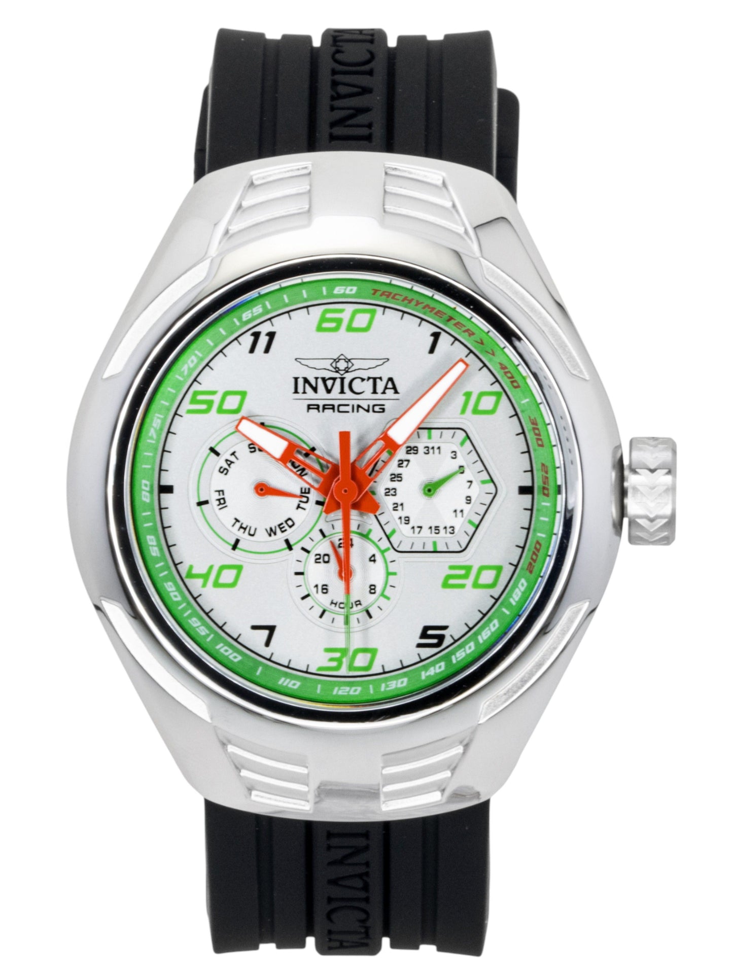 Invicta Racing Silicone Strap Silberfarbenes Zifferblatt Quarz 47726 Herrenuhr