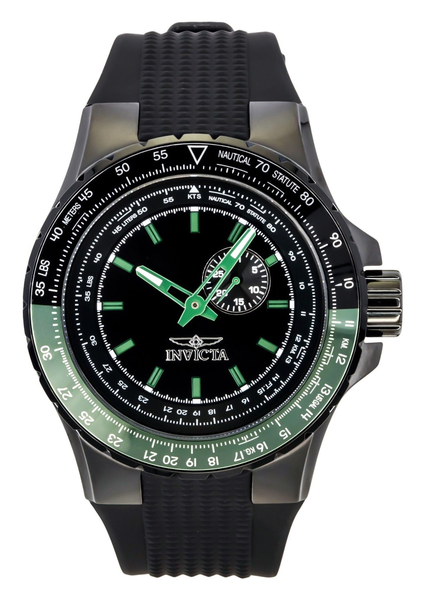 Invicta Aviator Black Silicone Strap Schwarzes Zifferblatt Quarz 49731 100M Herrenuhr