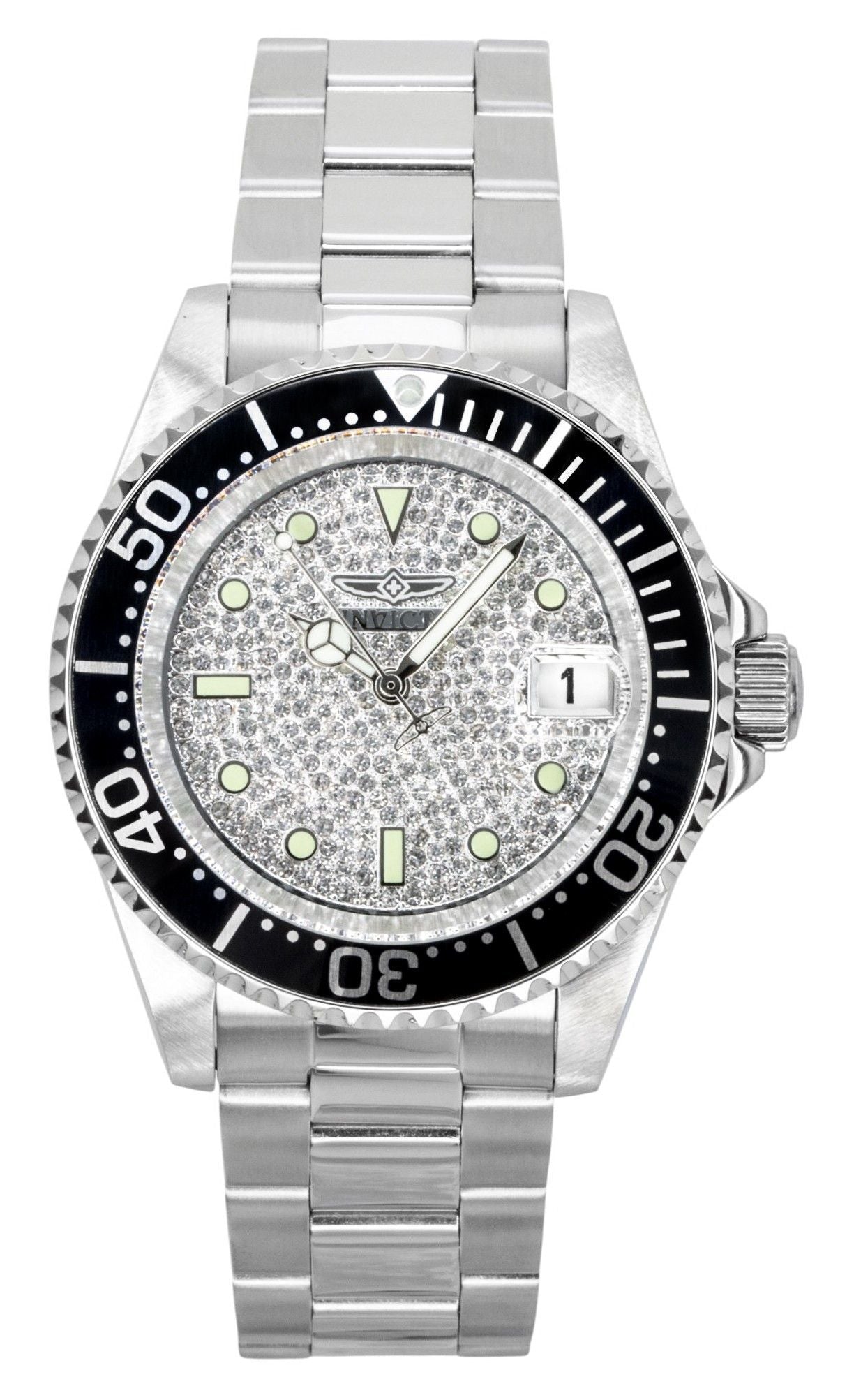 Invicta Pro Diver Edelstahl Silberfarbenes Zifferblatt Automatik Taucher 50278 200M Herrenuhr